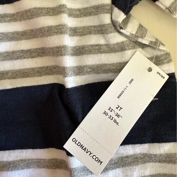 💙 2 NWT Old Navy boys polo shirts 2T navy blue gray white orange stripe bundle - Picture 6 of 13